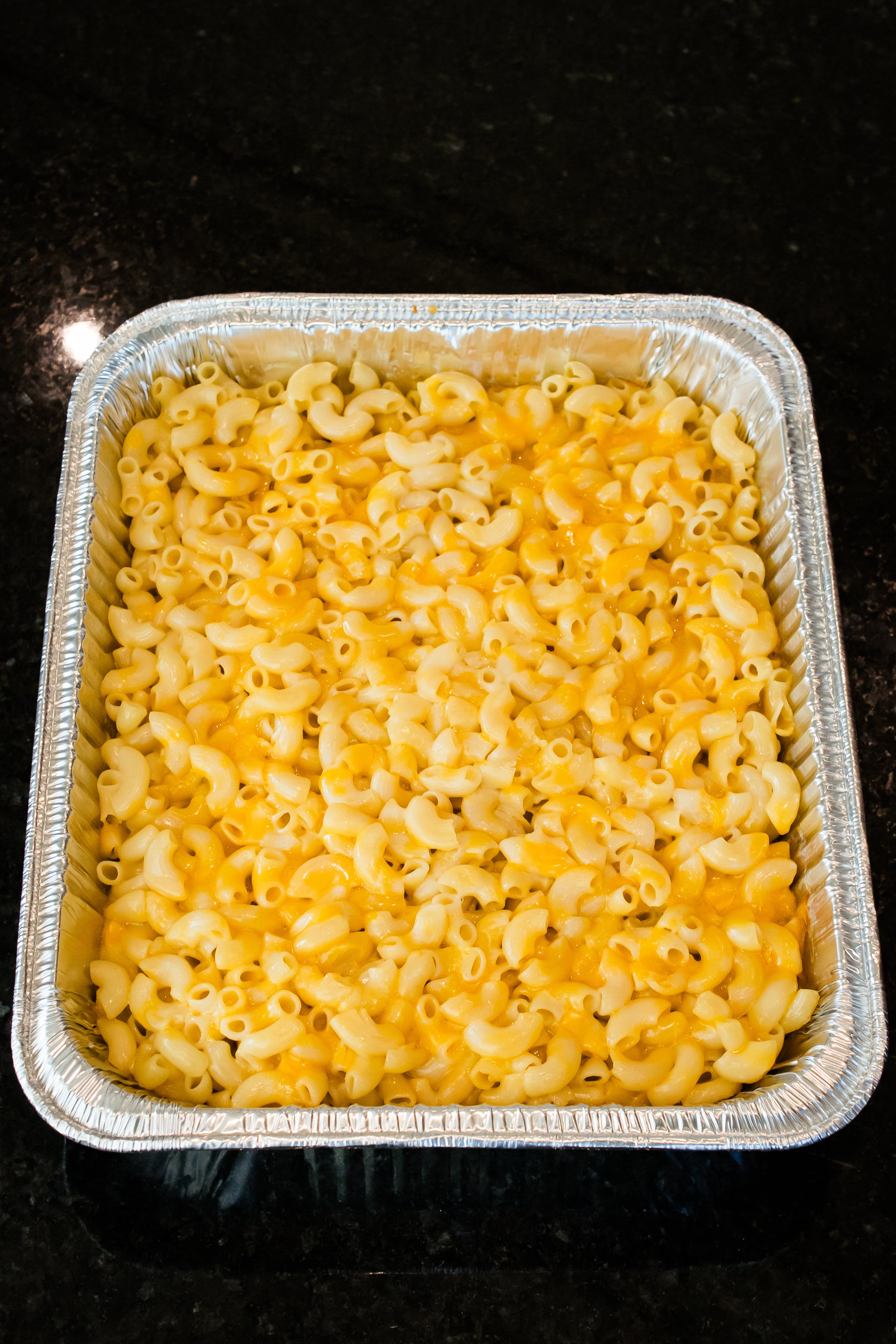 OakWood smoked mac and cheese with white and yellow cheddar